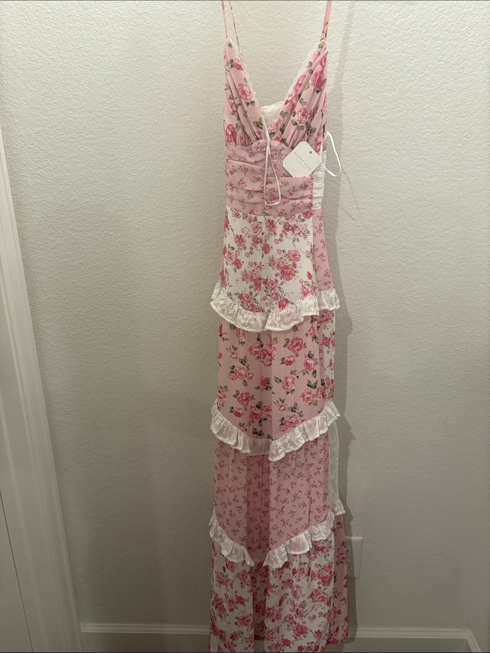 BRAND NEW Altard State Pink Floral Ruffle Maxi Dress